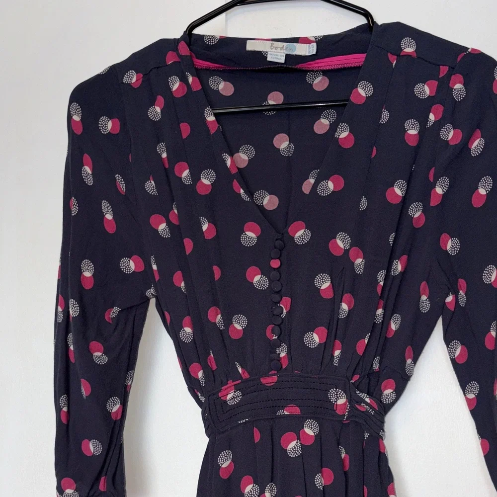 Boden Gray Dress with Pink and Gray Dots - Picture 3 of 8